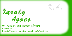 karoly agocs business card