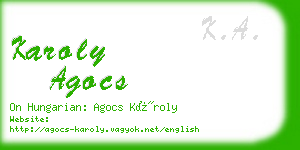 karoly agocs business card